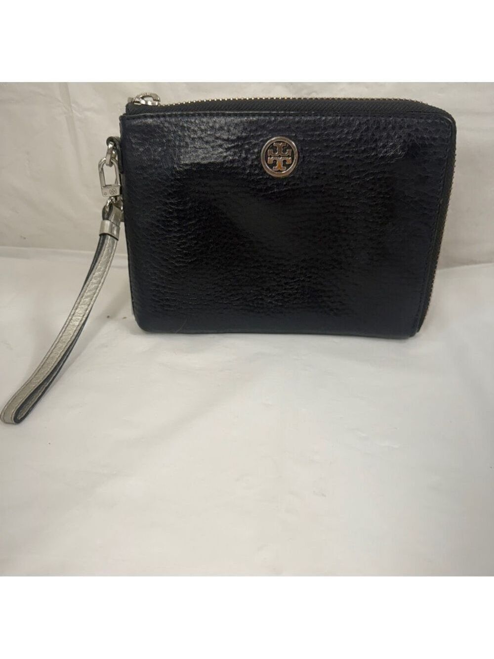 Tory Burch Blue Pebbled Leather ROBINSON LARGE WRISTLET - Picture 2 of 16
